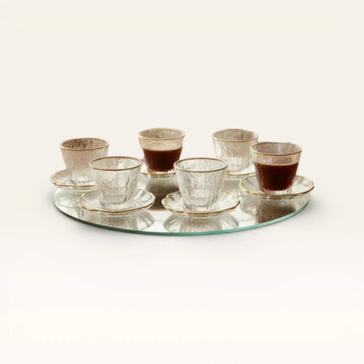 Coffee Cups Gold Rim with Plates
