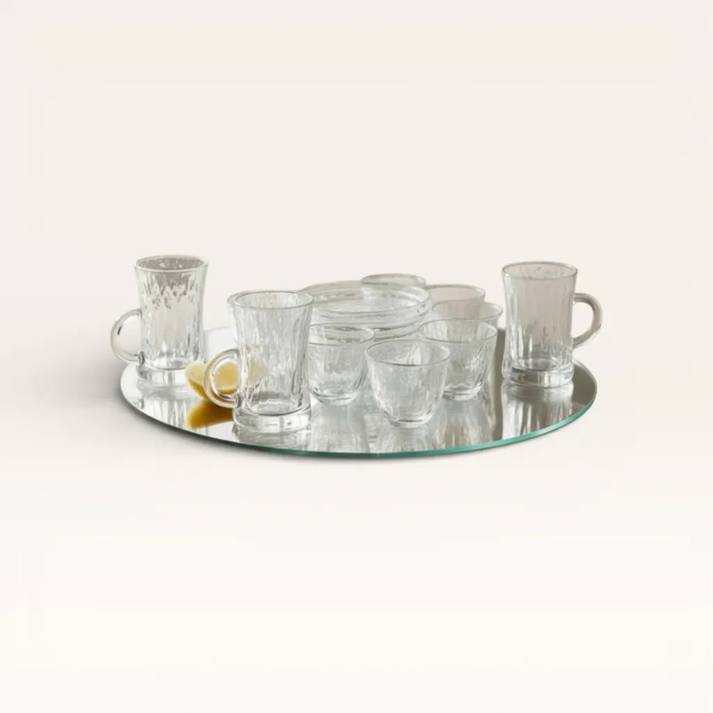 Clear Glass Tea and Coffee Set with Plates
