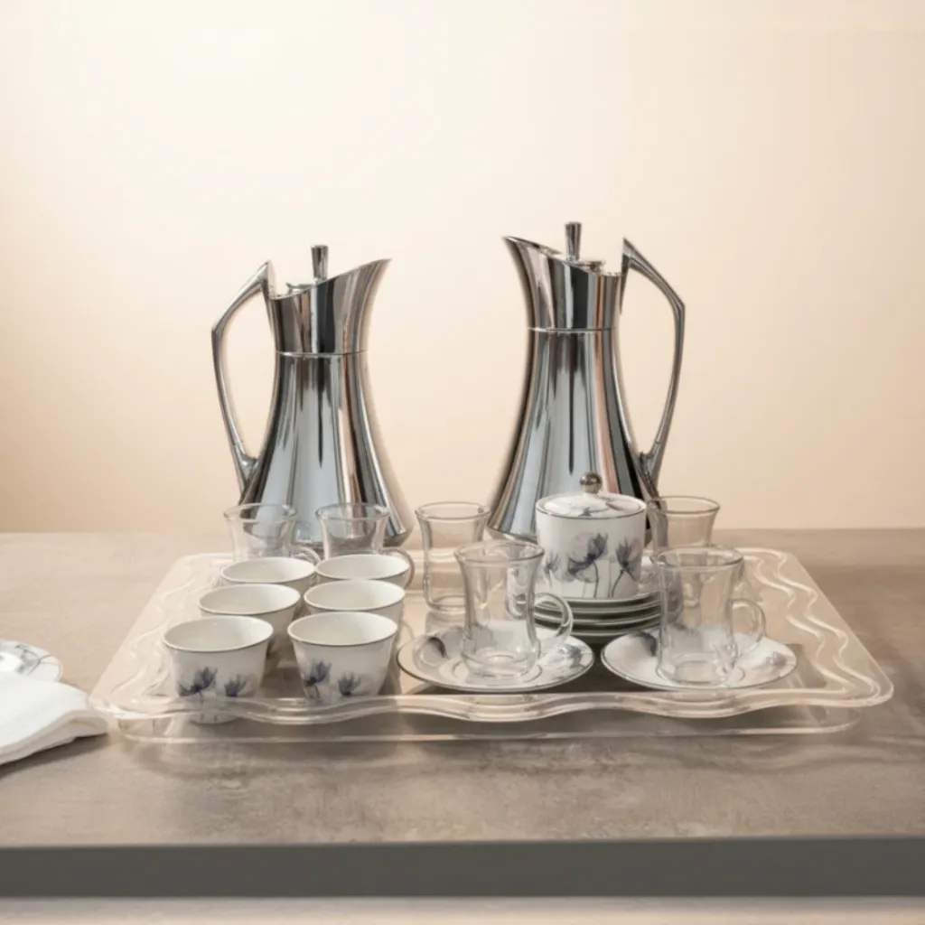 Sliver Vacuum Flask with Tea & Coffee Set 21 pcs