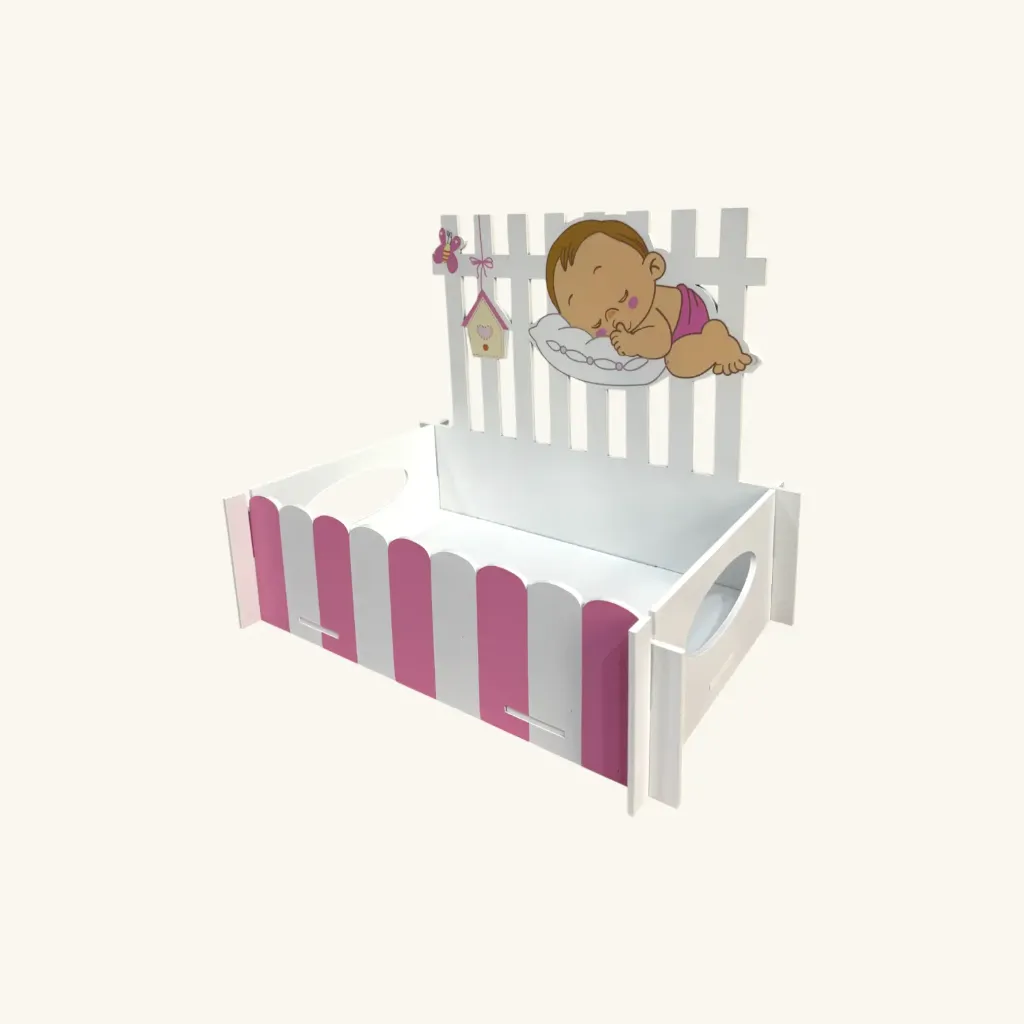 سلة مواليد وردية