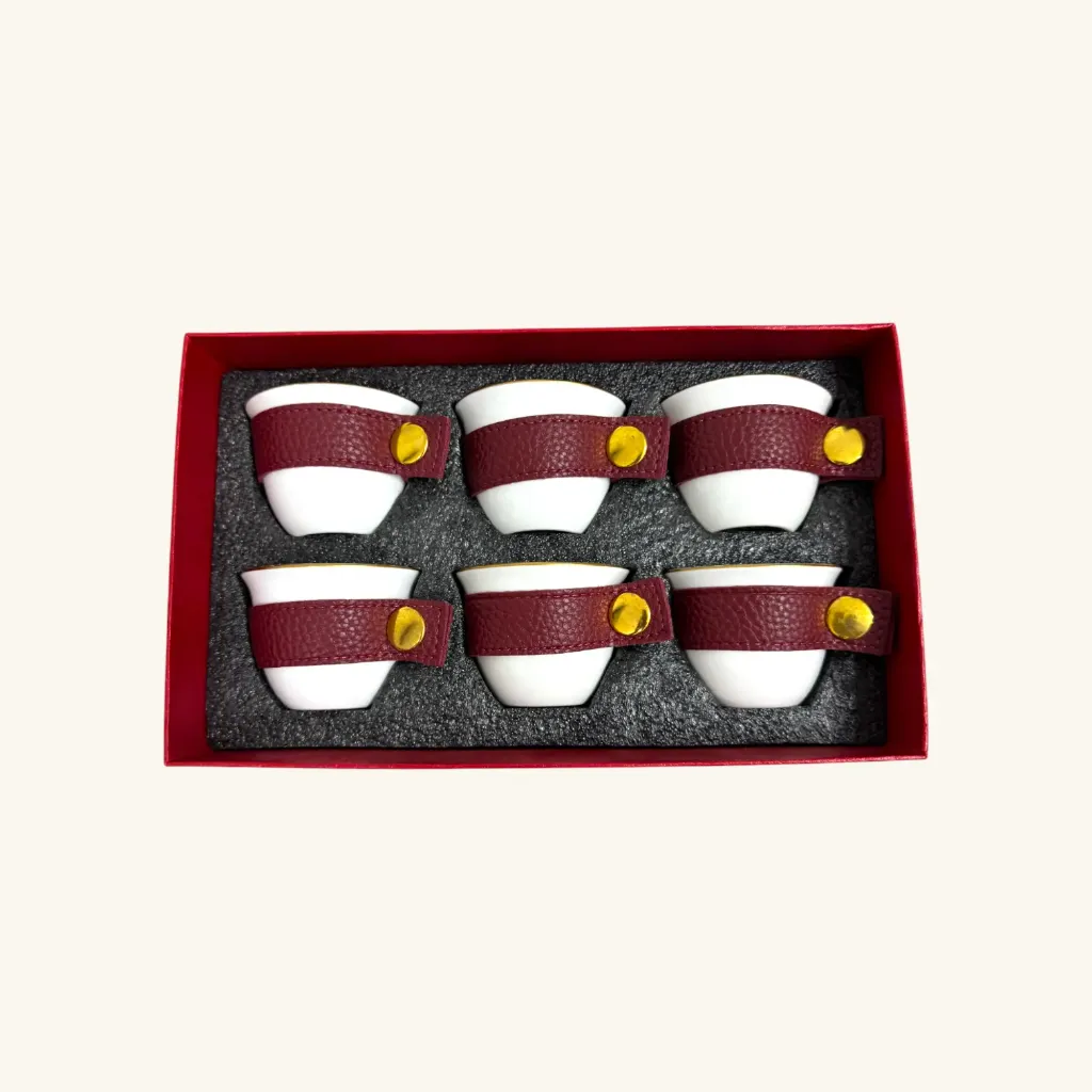 Coffee Cup with Red Leather Belt