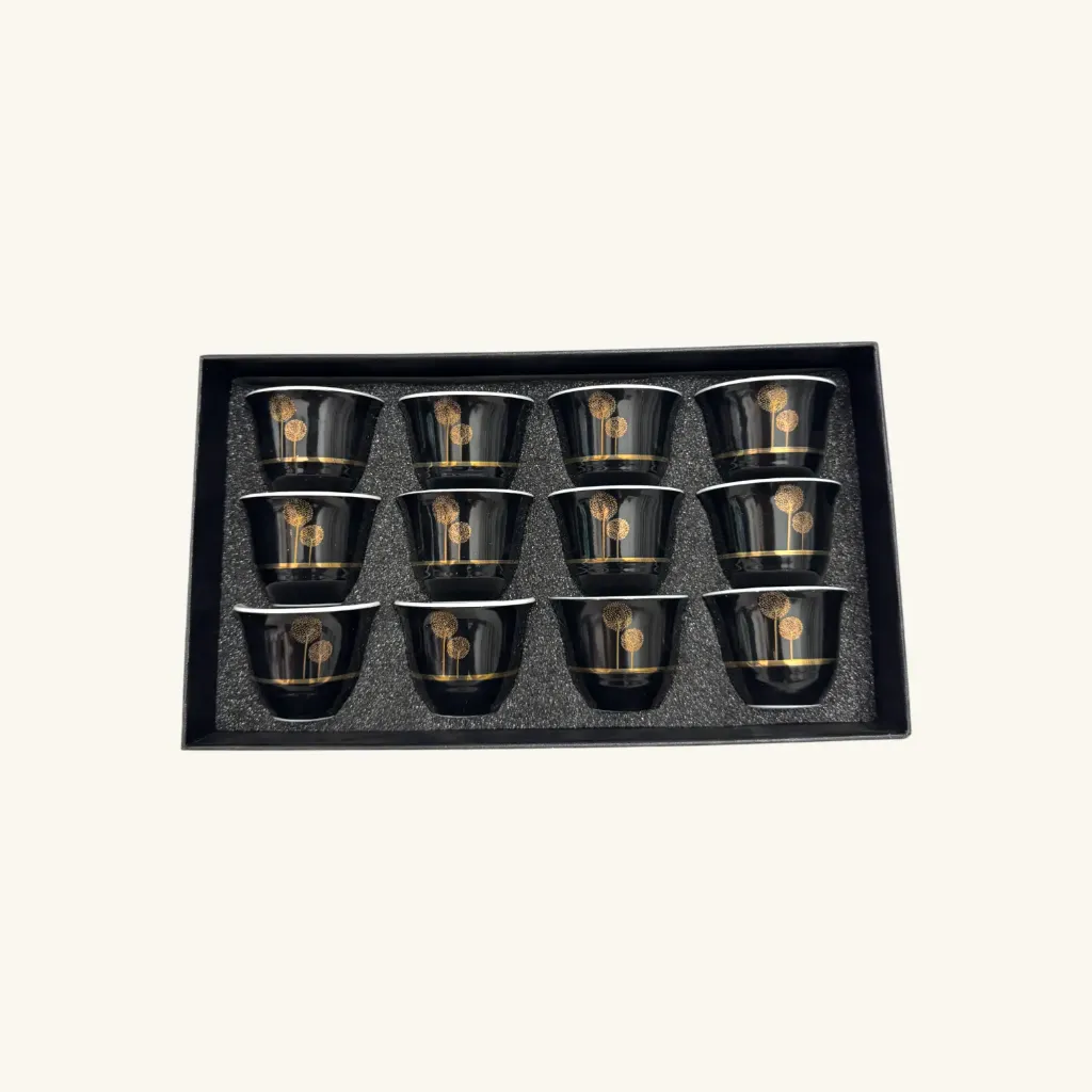 Black Coffee Cups with Gold lines