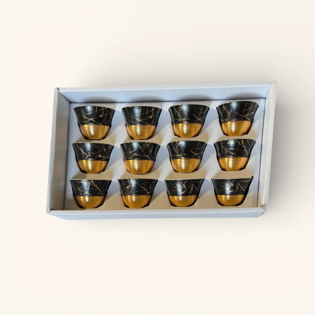 Black coffee cups with gold base 12 pcs